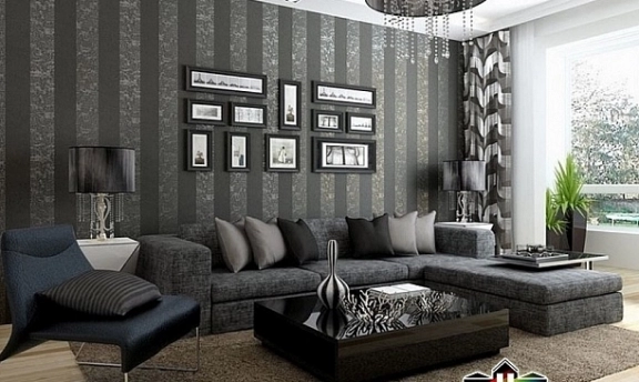 Modern Oturma Odası Dekorasyonları İçin Duvar Kağıdı Desenleri