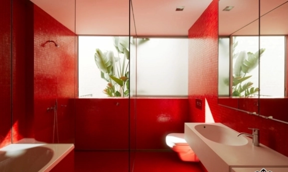 Banyo Dekorasyonunda Şahane Kırmızı Renkler