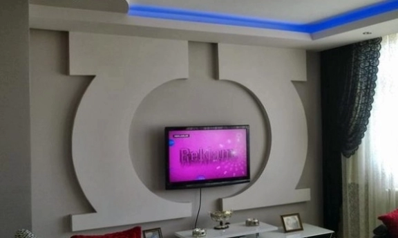 Yeni Moda Alçıpan TV-Duvar Ünitesi Tasarımları