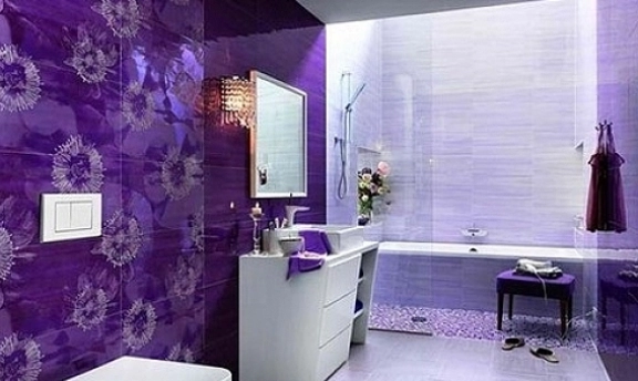 Mor Renkli Banyo Dekorasyonu Tasarımları
