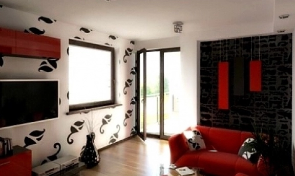 Kırmızı Beyaz Salon Dekorasyon Örnekleri