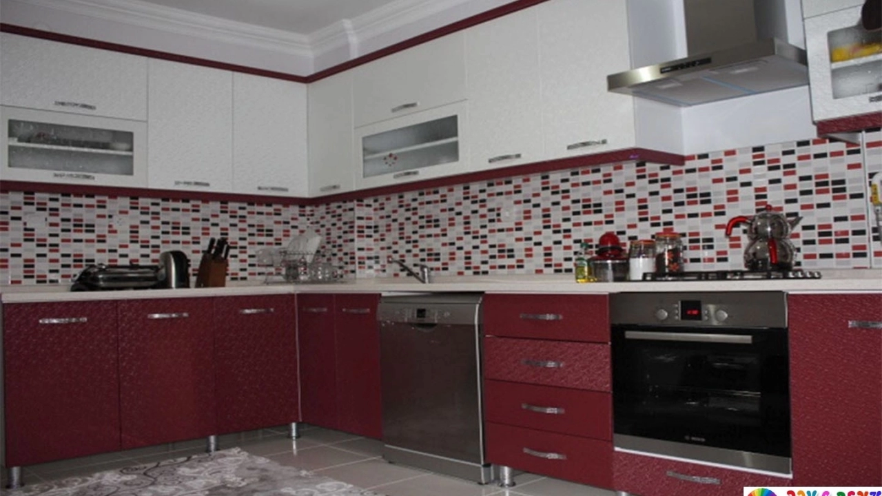 Bordo Beyaz Mutfak Dolabı Modelleri Tarzınız Olan Mutfağı Oluşturun